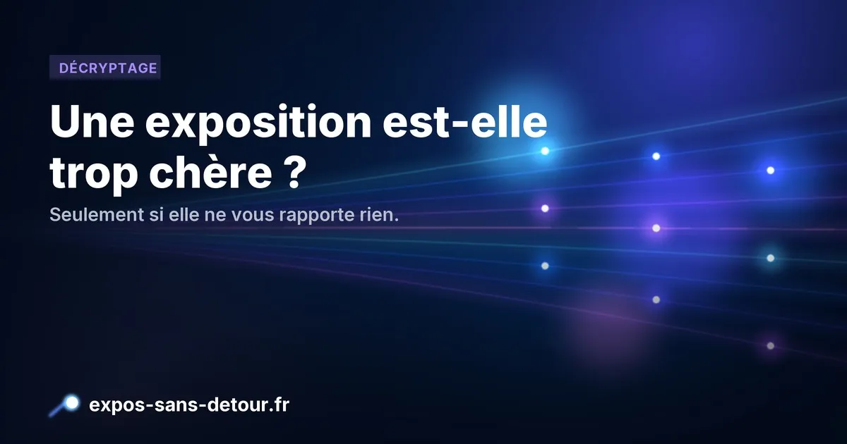 Carte visuelle Expos Sans Détour sur la rentabilité d'une exposition canine.